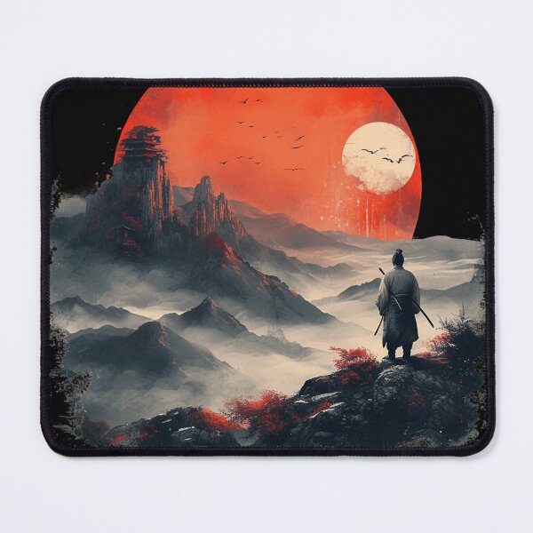 Item preview, Samurai With Sword Set In Majestic Mountainscape designed and sold by Obsidian Ink by Wilshire.