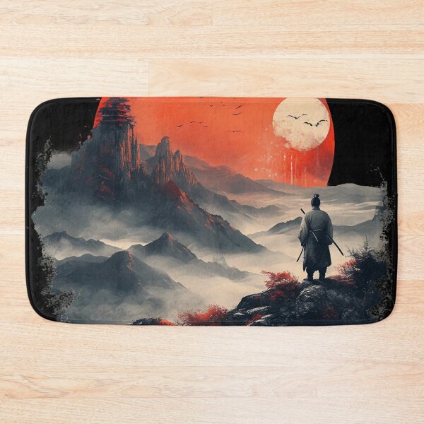 Item preview, Samurai With Sword Set In Majestic Mountainscape designed and sold by Obsidian Ink by Wilshire.