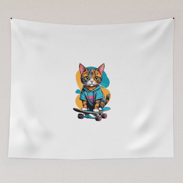 Item preview, Cute cat tortie art skateboard designed and sold by KorArtStudio.