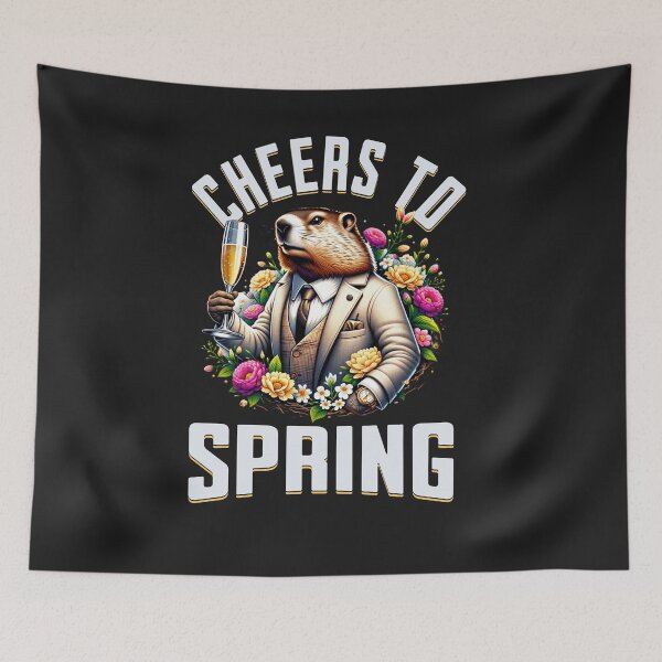 Item preview, Cheers To Spring Groundhog Day Print designed and sold by woormle.