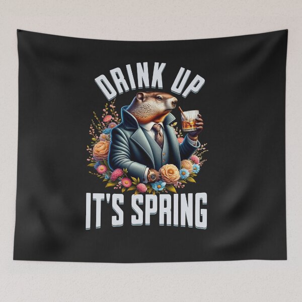 Item preview, Drink Up It's Spring Groundhog Funny Drinking Product designed and sold by woormle.