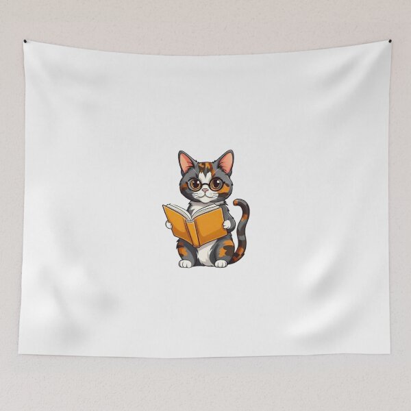 Item preview, Cute cat tortie reading book  designed and sold by KorArtStudio.