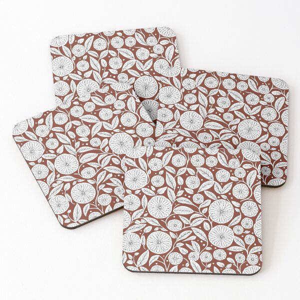 Item preview, Mid Century Modern Botanical Flower Pattern  Brown designed and sold by Prints and Lifestyle.