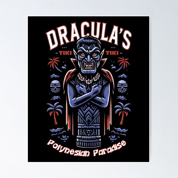 Item preview, Dracula's Polynesian Paradise - Vampire Tiki Bar Tropical designed and sold by SpookshowDesign.