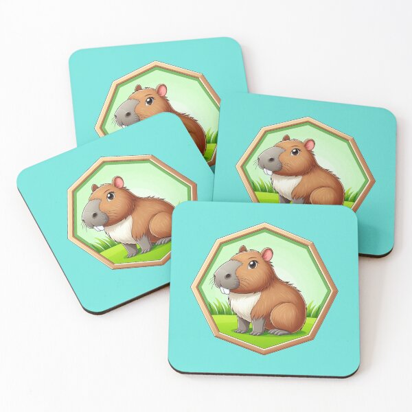 Item preview, Cute Capybara Cartoon Illustration Drawing Happy Cappy designed and sold by CoffeeIsATrip.