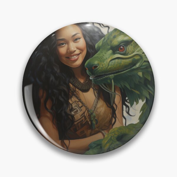 Item preview, A beautiful wahine and her green dragon designed and sold by ArtbyJanineTate.
