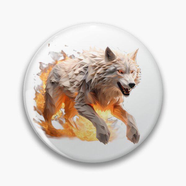 Item preview, geometric wolf charging through fire designed and sold by Cardsurveyors.
