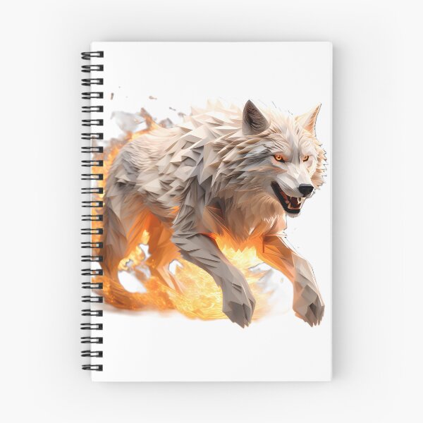 Item preview, geometric wolf charging through fire designed and sold by Cardsurveyors.