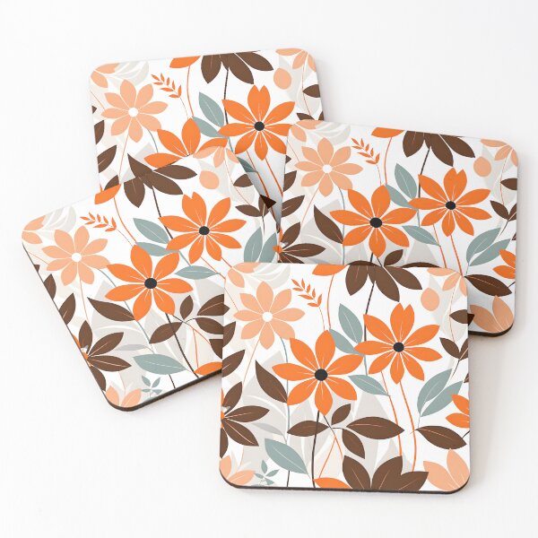 Item preview, Retro, Mid Mod, Floral pattern Orange designed and sold by Prints and Lifestyle.