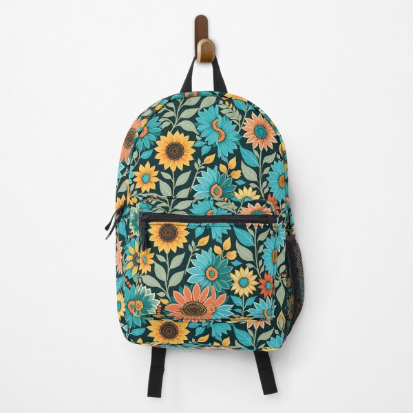 Item preview, Retro, Mid Mod, Floral pattern  Cyan, Yellow designed and sold by Prints and Lifestyle.