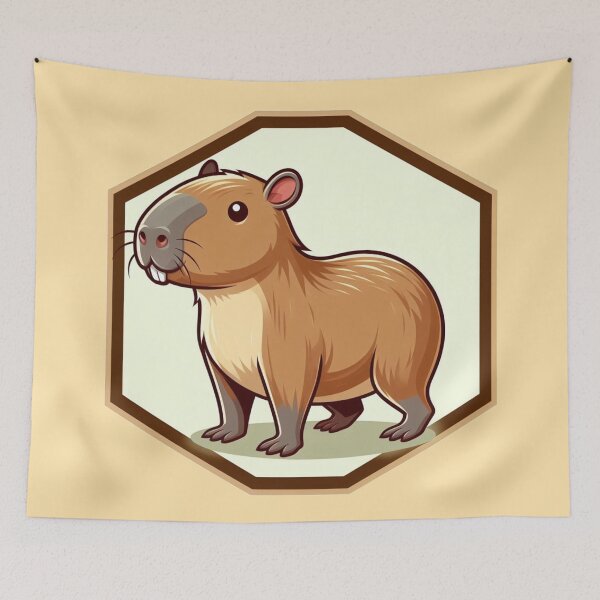 Item preview, Happy Cappy Adorable Smiling Capybara Cartoon Illustration Drawing designed and sold by CoffeeIsATrip.