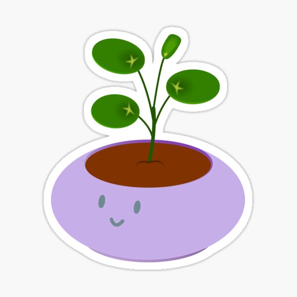Cute purple pot pilea money plant Sticker