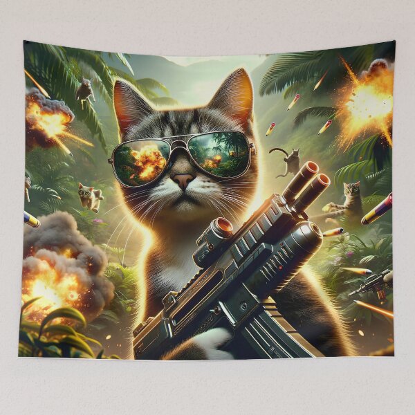 Item preview, Kitty Commando - Jungle Avenger designed and sold by ai-depot.