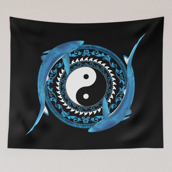 Item preview, Yin Yang Blue Sharks designed and sold by NicGrayGraphic.