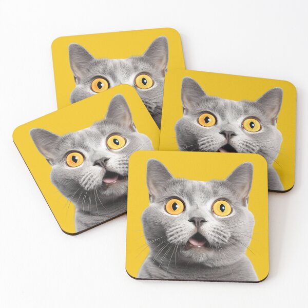 Item preview, Surprised Funny Cat Kitten Yellow designed and sold by Ladies-Boutique.