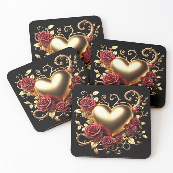 Item preview, Valentine’s Day Gold Heart and Red Roses designed and sold by Amanda Lucas.