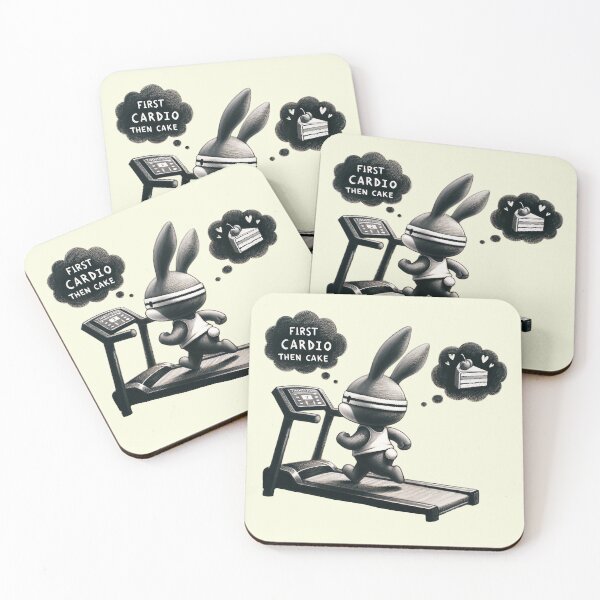 Item preview, Fitness Rabbit Motivation - "First Cardio Then Cake" Treadmill Workout designed and sold by RuyaFab.