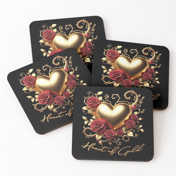 Item preview, Heart of Gold with Red Roses for Valentine’s Day - Curve designed and sold by Amanda Lucas.
