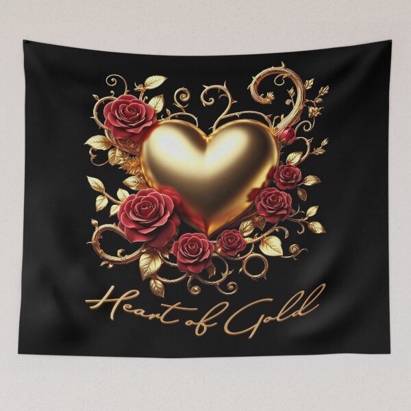 Item preview, Heart of Gold with Red Roses for Valentine’s Day - Curve designed and sold by Amanda Lucas.