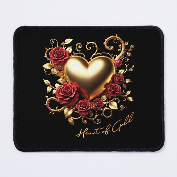 Item preview, Heart of Gold with Red Roses for Valentine’s Day - Off Set Curve designed and sold by Amanda Lucas.
