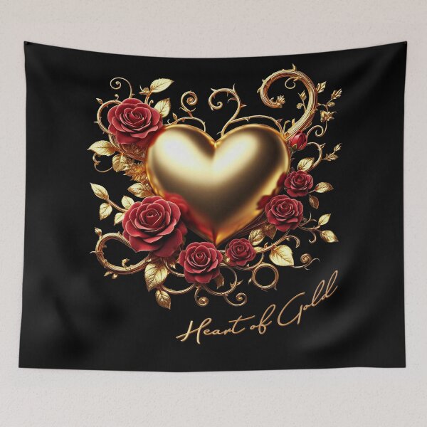 Item preview, Heart of Gold with Red Roses for Valentine’s Day - Off Set Curve designed and sold by Amanda Lucas.