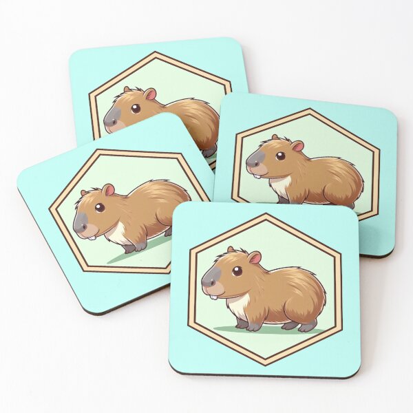 Item preview, Happy Cappy Shy Smiling Capybara Cartoon Illustration Drawing designed and sold by CoffeeIsATrip.