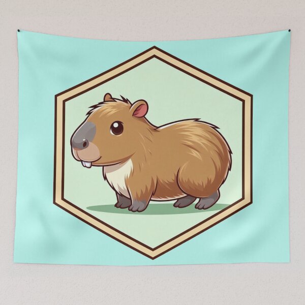 Item preview, Happy Cappy Shy Smiling Capybara Cartoon Illustration Drawing designed and sold by CoffeeIsATrip.