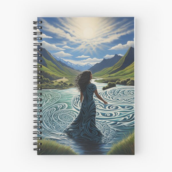 Item preview, New Zealand landscape with woman in swirling waters. designed and sold by ArtbyJanineTate.