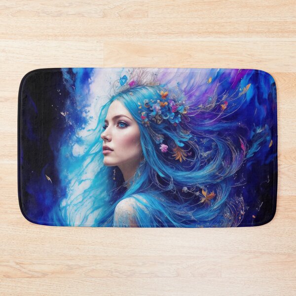 Item preview, Aqua Harmony: Stylish Artwork of a Blue-Haired Mermaid designed and sold by ArtLab-store.