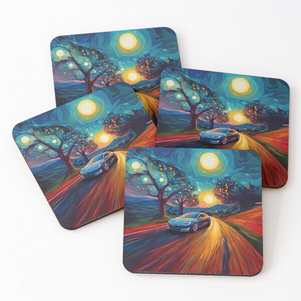 Item preview, Tesla 3 in a fantasy starry world designed and sold by VideoRoadie.
