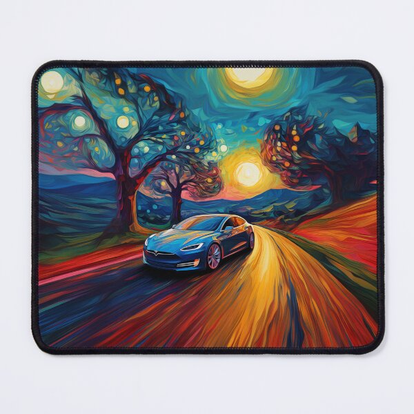 Item preview, Tesla 3 in a fantasy starry world designed and sold by VideoRoadie.