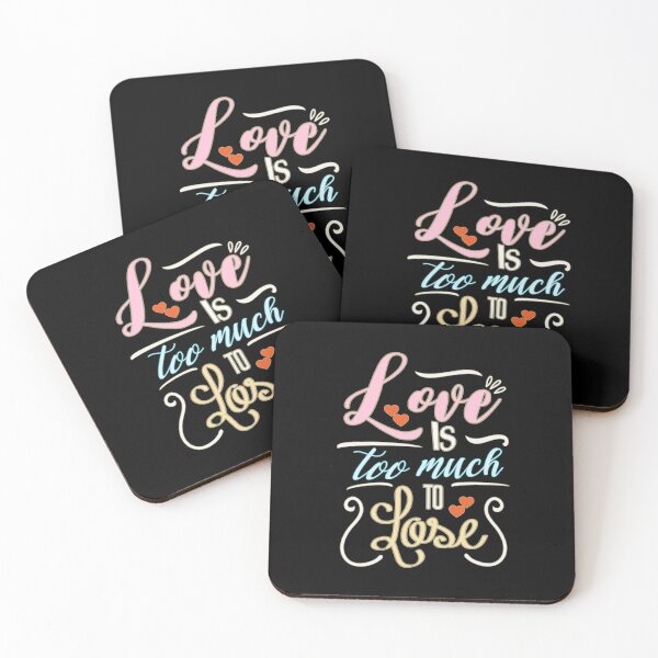 Item preview, Love is too much to lose, Decorative Typography for Valentines Ambiance in Pink, Red, Cream, Blue, and White designed and sold by SplashTastic.