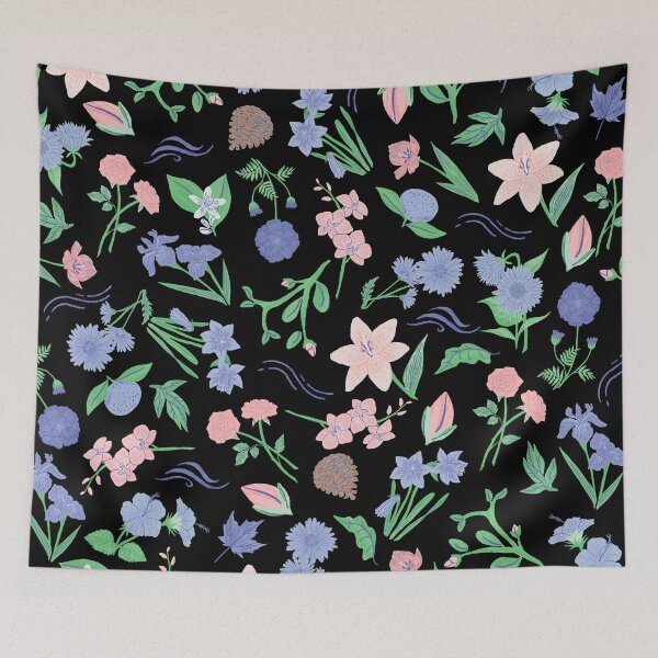 Item preview, Spring is around the corner (black, pink, blue) designed and sold by Dorina Larsdotter.
