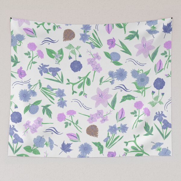 Item preview, Spring is around the corner (white, purple, blue) designed and sold by Dorina Larsdotter.