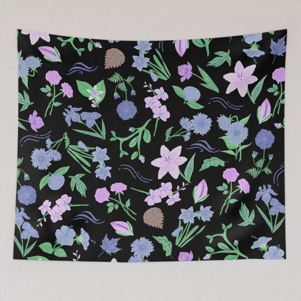 Item preview, Spring is around the corner (black, purple, blue) designed and sold by Dorina Larsdotter.