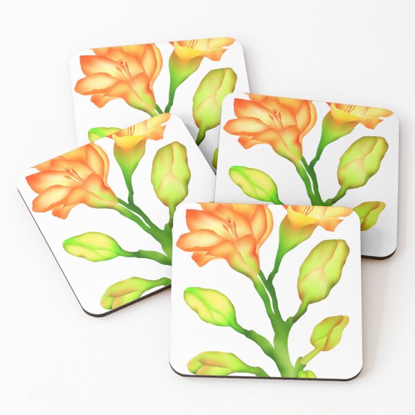 Item preview, Bright yellow Freesia flowers blooming in the grass designed and sold by Nattapoom Fongkum.
