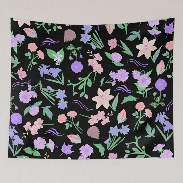 Item preview, Spring is around the corner (black, pink, purple) designed and sold by Dorina Larsdotter.