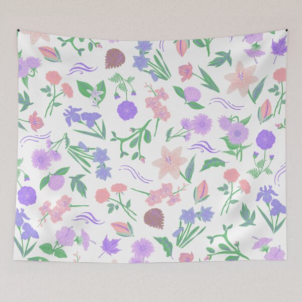 Item preview, Spring is around the corner (white, pink, purple) designed and sold by Dorina Larsdotter.