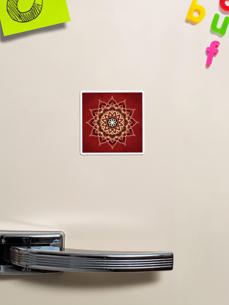 Aperçu 1 sur 3. Magnet avec l'œuvre Mandala du Chakra Racine (série) créée et vendue par AudreyJanvier.