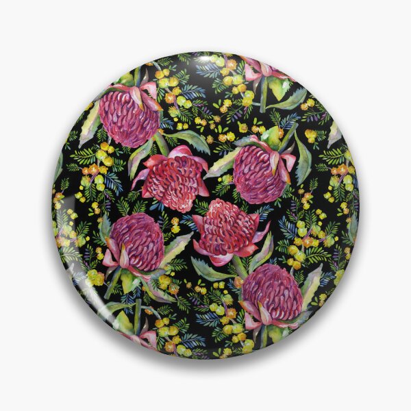Item preview, Wattle And Waratah Garden - Pink And Black designed and sold by Sketchbook Designs.