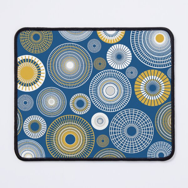 Item preview, Pattern of white and yellow circles on a blue background designed and sold by colorofmagic.