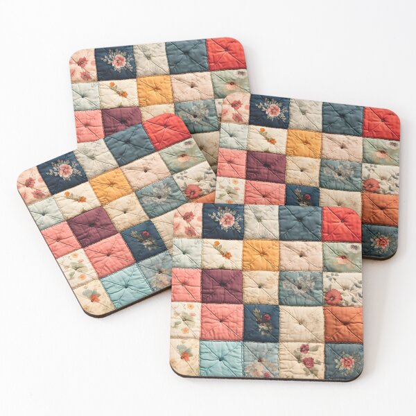 Artikelvorschau, Geometrisches Patchwork-Quiltmuster im Vintage-Stil entworfen und verkauft von SecretDicer.