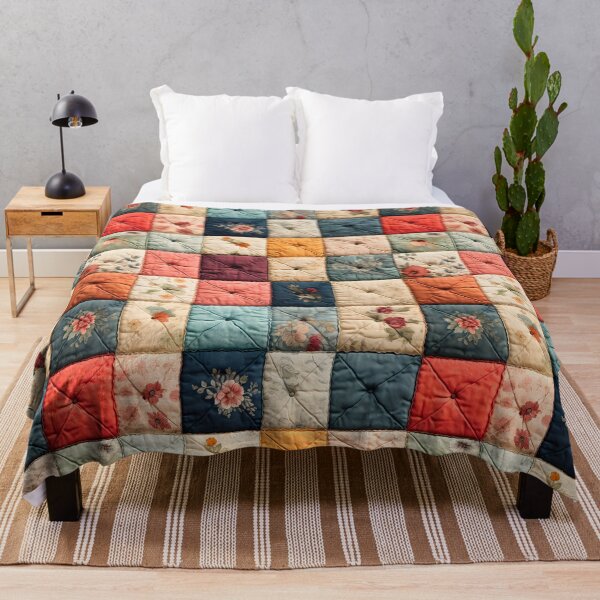 Item preview,  Vintage Geometric Distressed Patchwork Quilt Pattern designed and sold by SecretDicer.