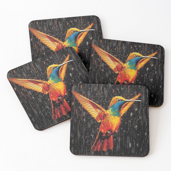 Item preview, Colorful painting of hummingbirds in the rain designed and sold by Rockwpapart.