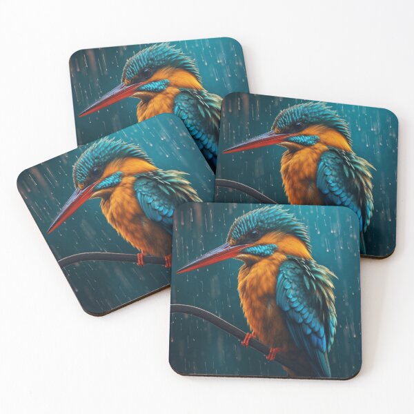 Item preview, painting of a blue colorful bird in the rain designed and sold by Rockwpapart.