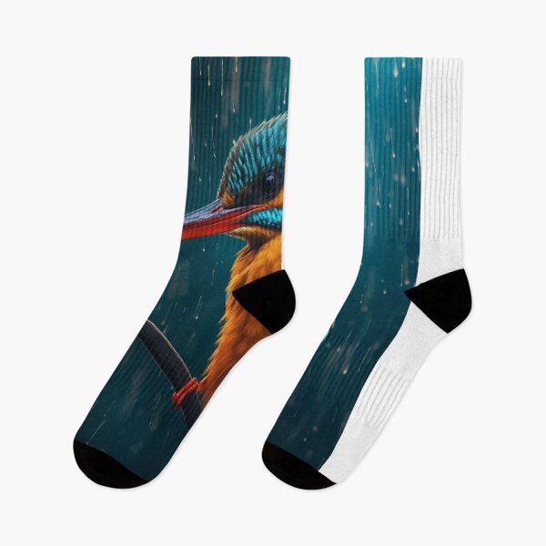 Item preview, painting of a blue colorful bird in the rain designed and sold by Rockwpapart.