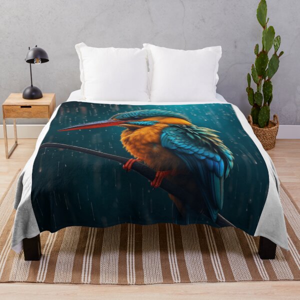 Item preview, painting of a blue colorful bird in the rain designed and sold by Rockwpapart.