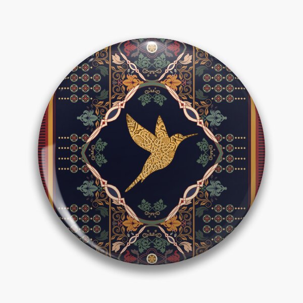 Artikelvorschau, Vintage Goldener Kolibri mit Blumenmustern entworfen und verkauft von Clitus.