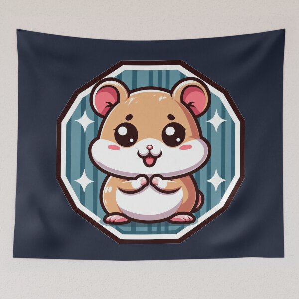 Item preview, Happy Hammy Starry Hamster Cartoon Illustration Drawing designed and sold by CoffeeIsATrip.