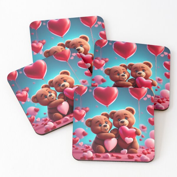 Item preview, Teddy  celebrating Valentines day, randome floating love hearts designed and sold by Colin Bentham.